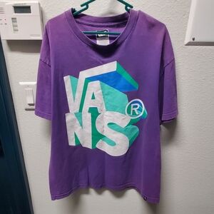 Vans Vintage Silkscreened 3D Logo Purple 100% Cotton Tee Size XL L👀K